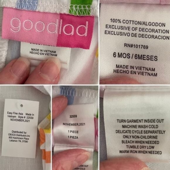 Girl's Good Lad Striped Play Romper with Yellow Flower Applique size 6M New - Picture 5 of 6